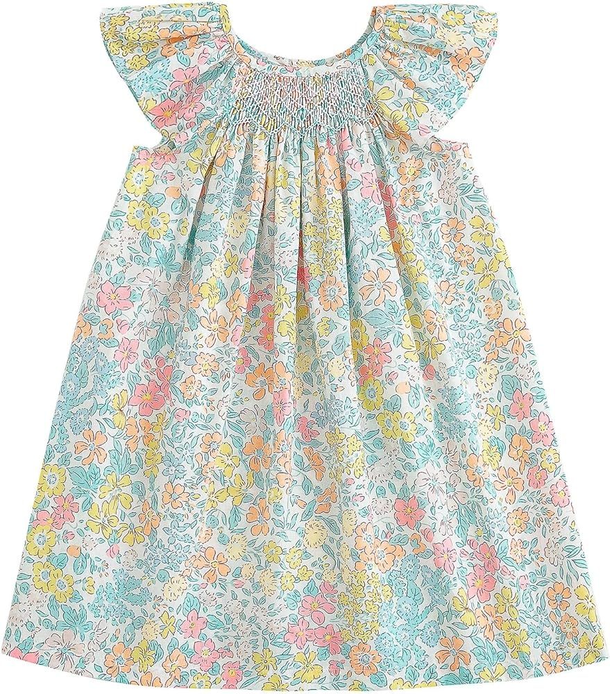 Simplee kids Baby Girls Casual Dresses Toddler Floral Dress Print Sundress Princess Dress | Amazon (US)