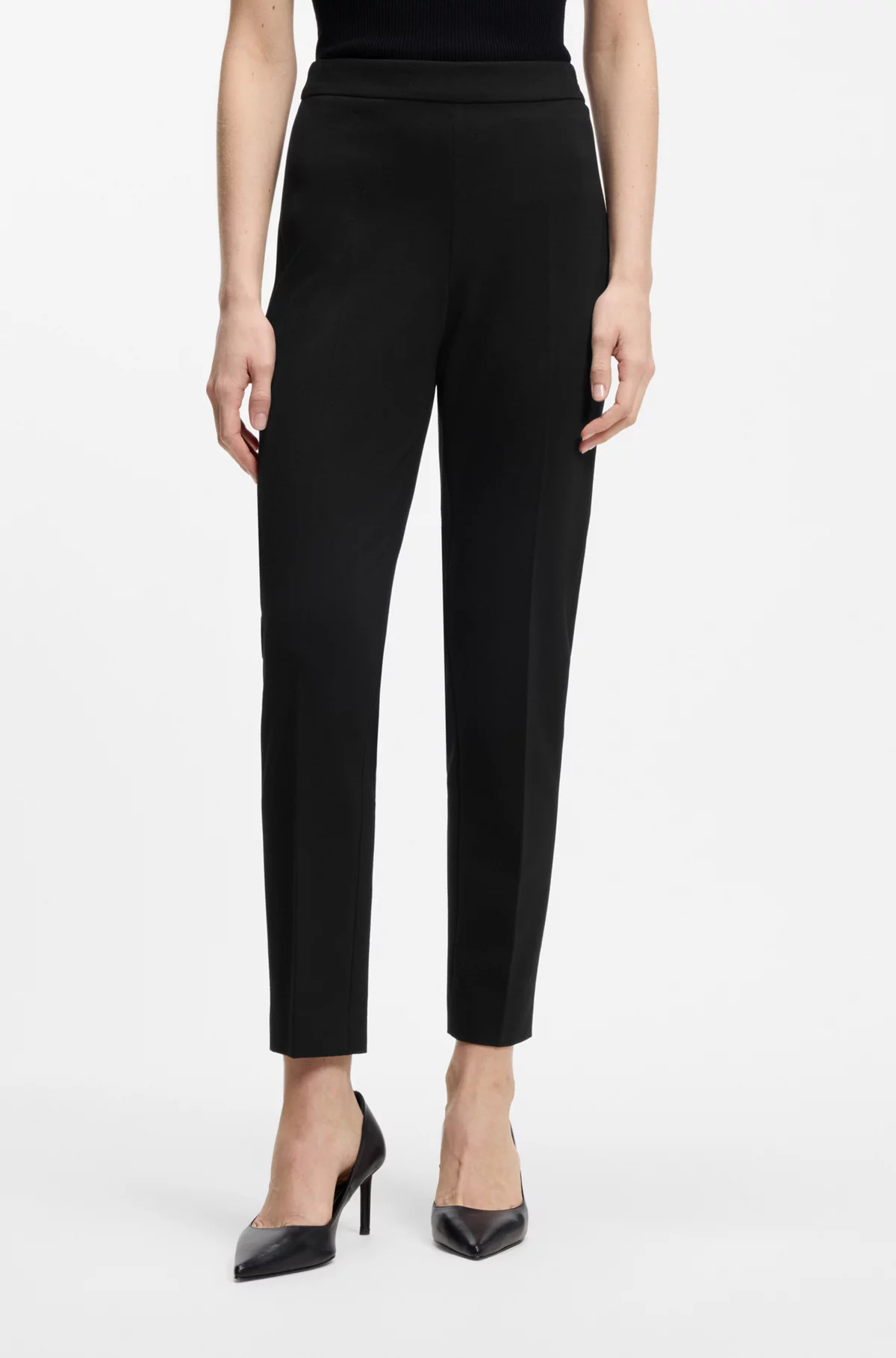 Regular-fit trousers in stretch fabric with tapered leg | Hugo Boss (UK)