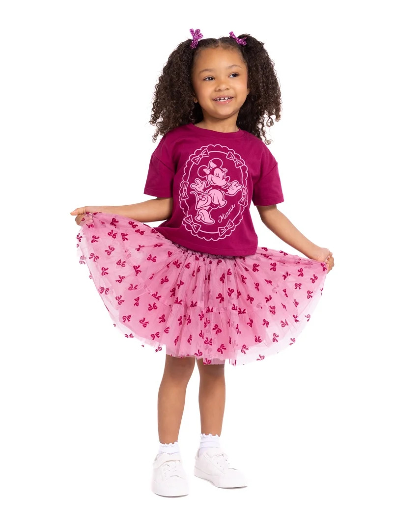 Minnie Mouse Toddler Girls' Graphic Tee and Tutu Skirt Set, 2-Piece, Sizes 12M-5T | Walmart (US)