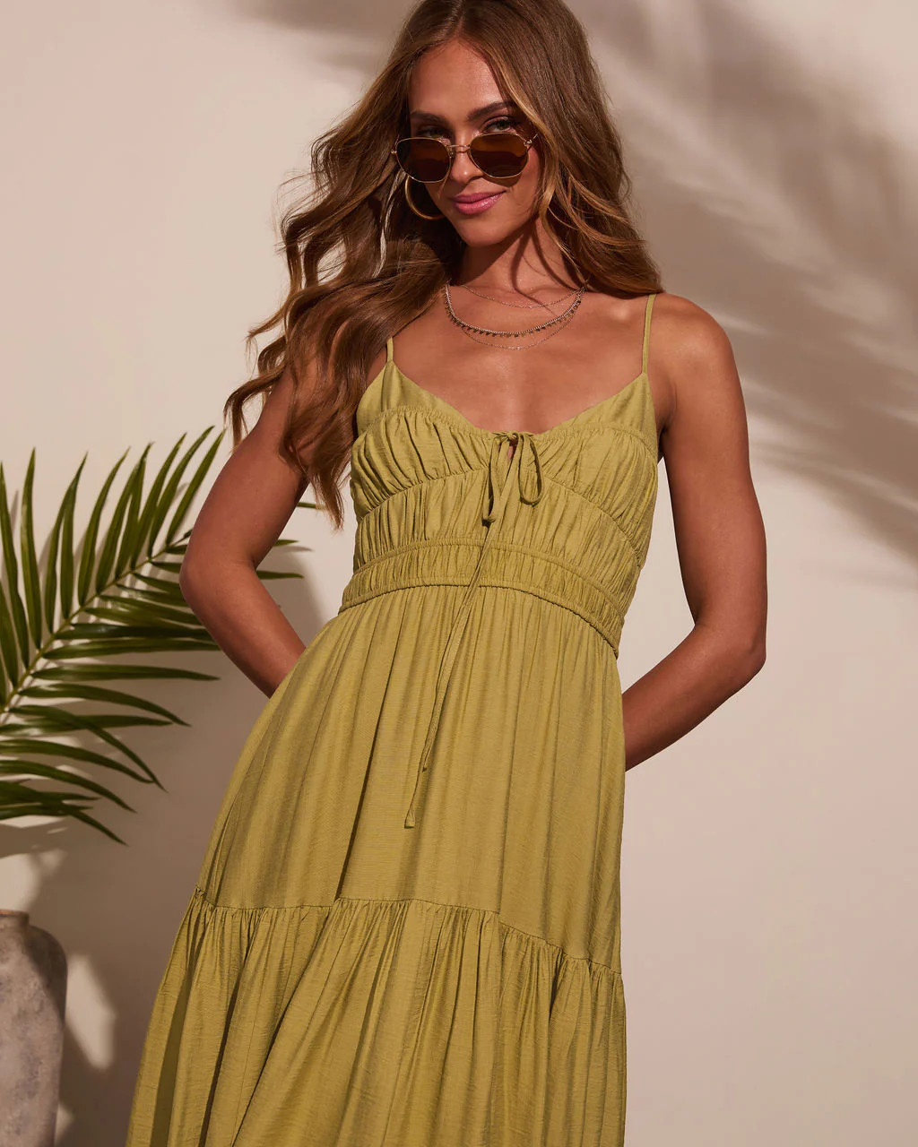 Riviera Romance Ruched Tiered Midi Dress | VICI