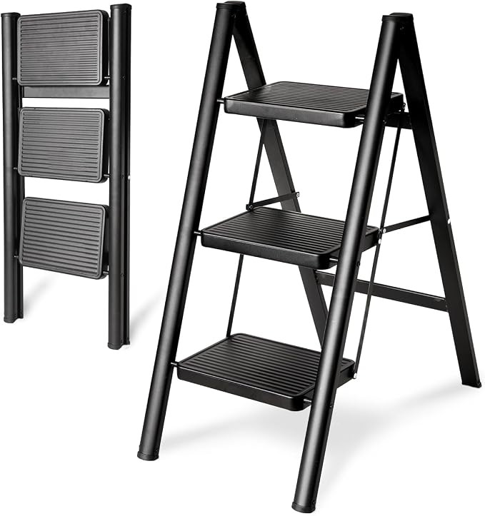 Step Ladder 3 Step Folding, Heavy Duty 330 Lbs Load 3 Step Ladder Folding Step Stool, Step Ladder... | Amazon (US)