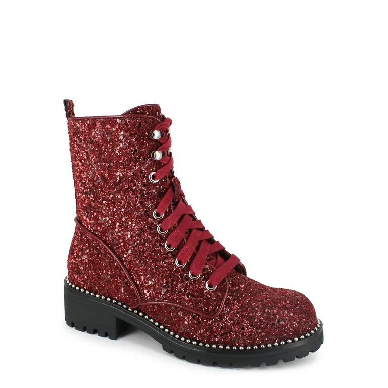 PORTLAND by Portland Boot Company Women's Glitter Lace Up Boot - Walmart.com | Walmart (US)