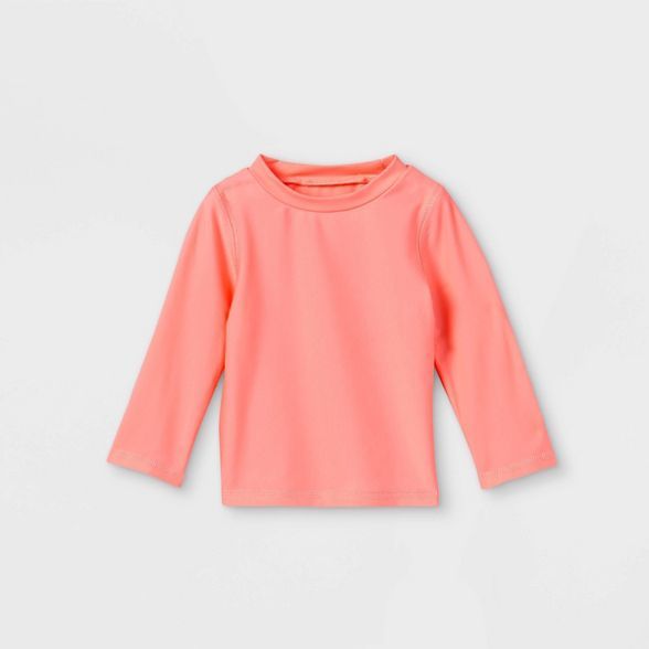 Baby Girls' Long Sleeve Rash Guard Swim Shirt - Cat & Jack™ Coral | Target