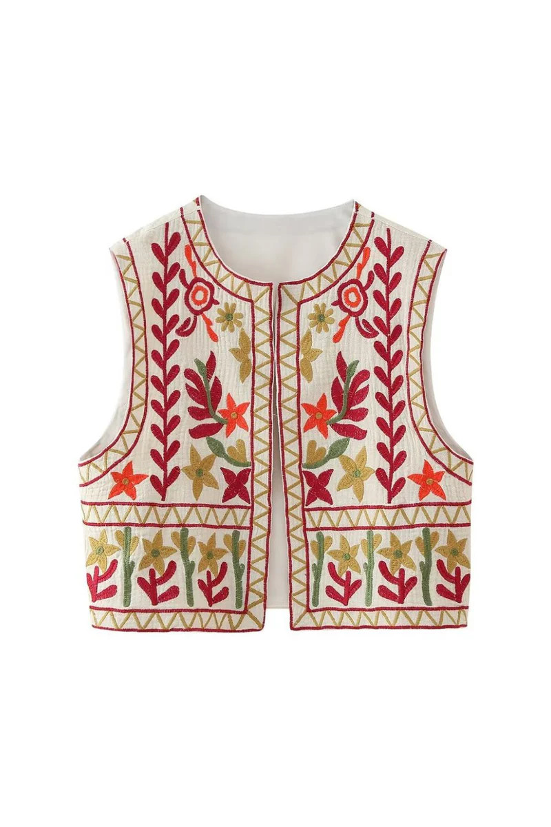 ‘Lily ’ Simple Embroidered Floral Vest Top | Goodnight Macaroon