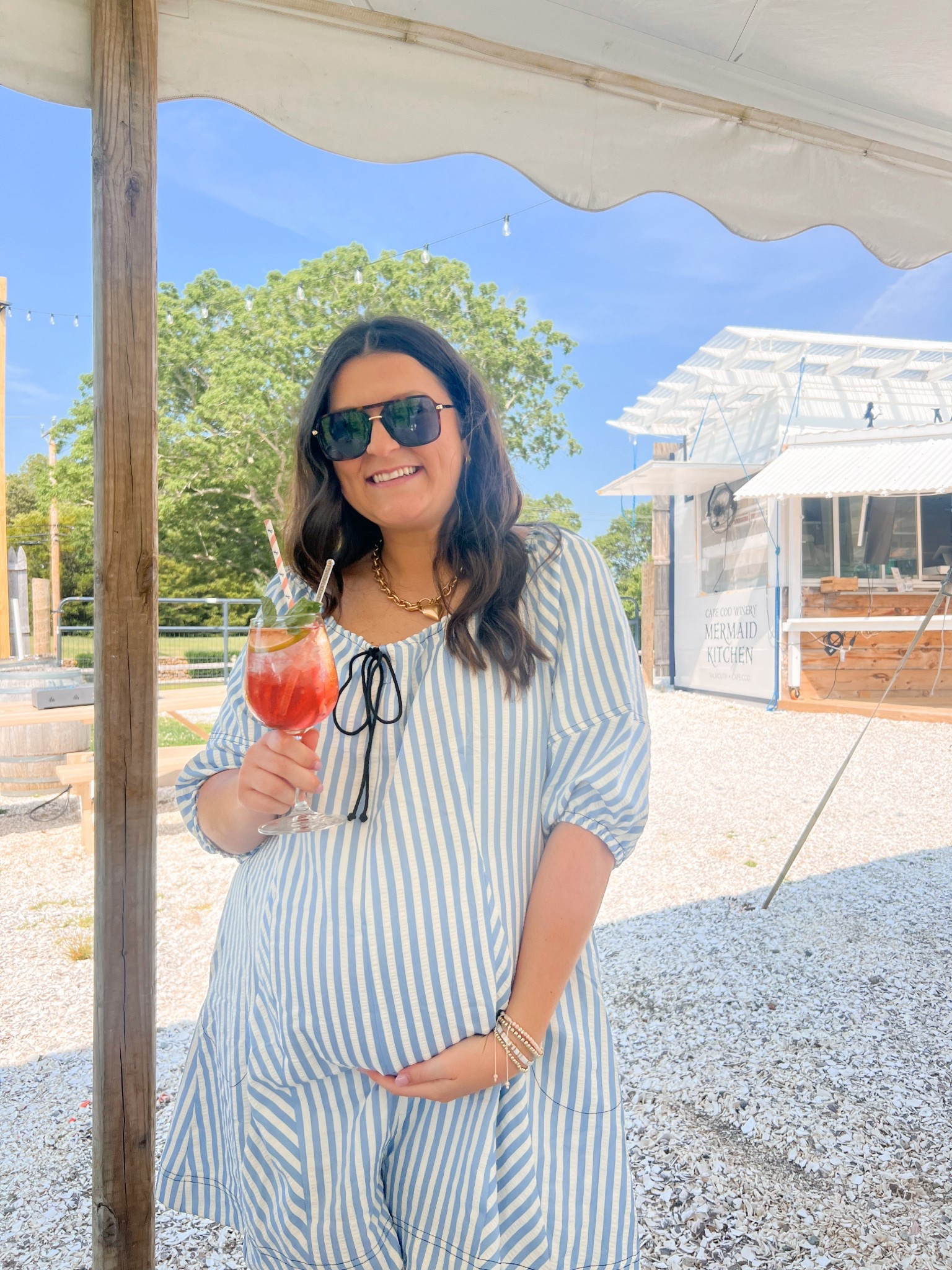 Cutie bump friendly romper! Wearing my true size. It definitely runs big so it fits the bump ( I’m 32 weeks pregnant) 

Free people dupe / free people romper dupe / striped romper / free people Amazon / Amazon romper / Amazon style / Amazon outfit / bump friendly / non maternity / winery outfit / cape cod outfit / summer outfit / summer romper / brunch outfit / pregnant / stripes / blue stripes / Amazon sunglasses / mom outfit / mom friendly / pregnancy friendly / toddler mom / casual mom 

#LTKStyleTip #LTKBump