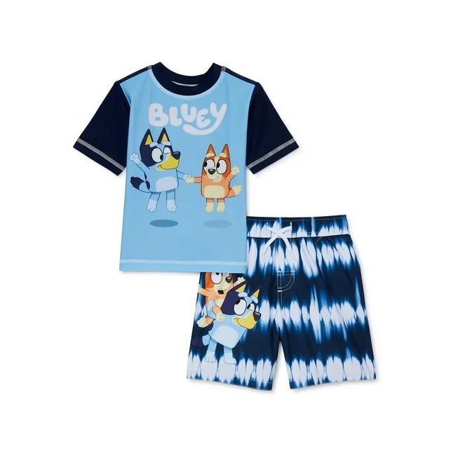 Bluey Toddler Boys Short Sleeve Rashguard and Swim Trunks with UPF 50+, Sizes 2T-4T - Walmart.com | Walmart (US)