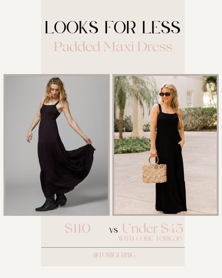 Dupe alert! The most comfortable maxi dress. It’s padded and super soft. Use code torig20 for 20% off #looksforless #pinklily

#LTKunder50 #LTKstyletip #LTKfit