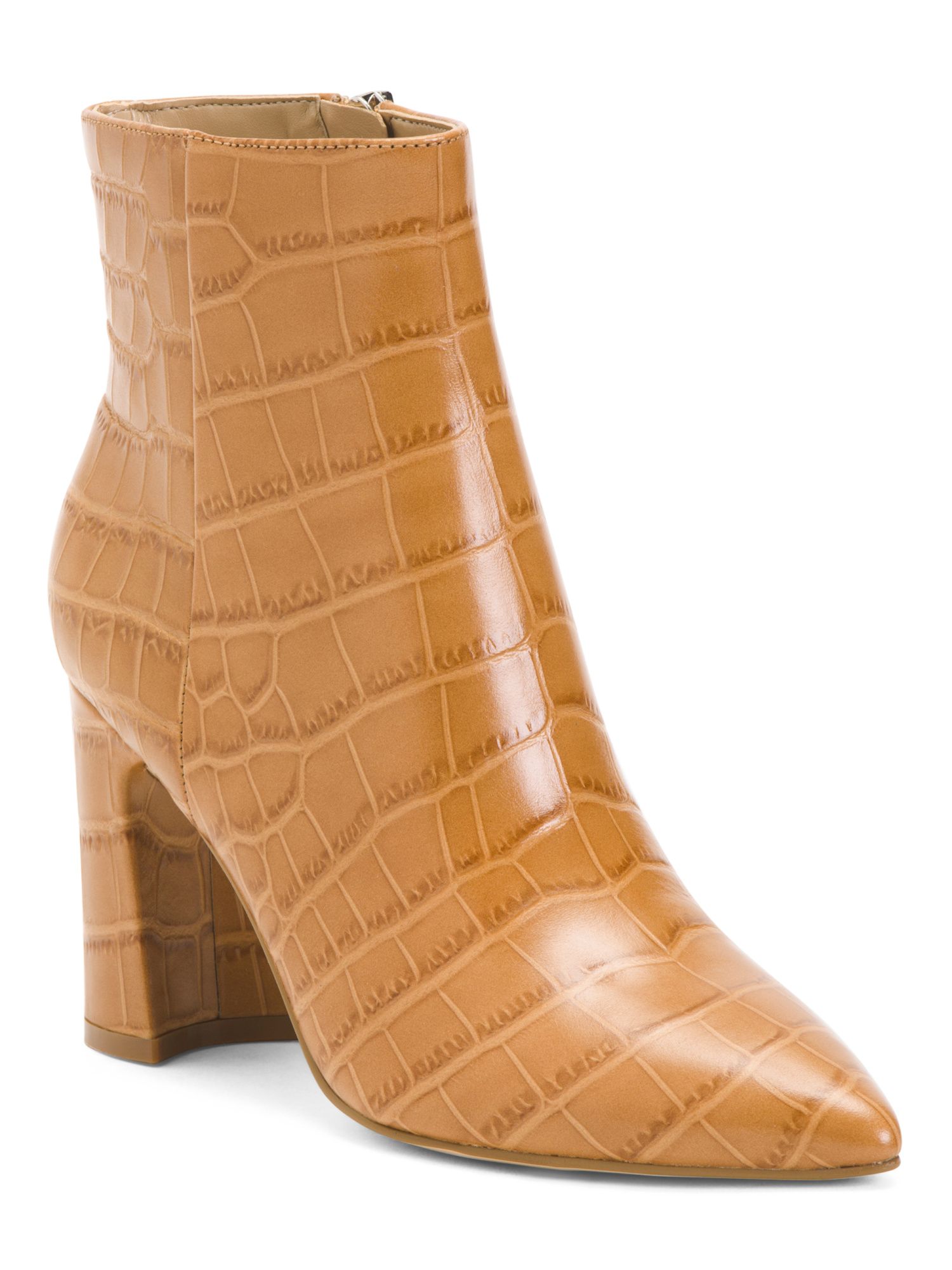 Croco Pointy Toe Leather Boots | TJ Maxx