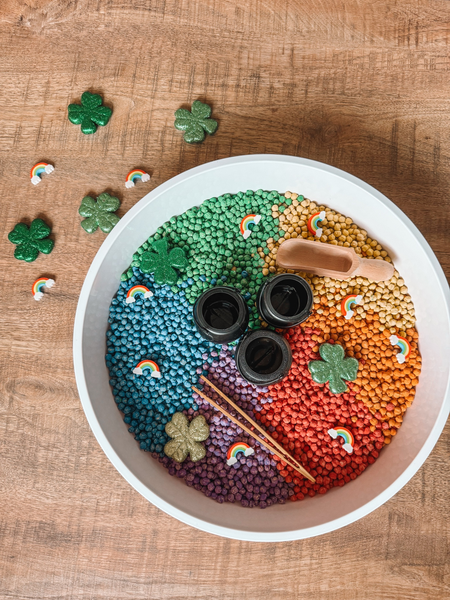 Rainbow sensory tray 🌈☘️

#LTKKids #LTKFamily #LTKSeasonal