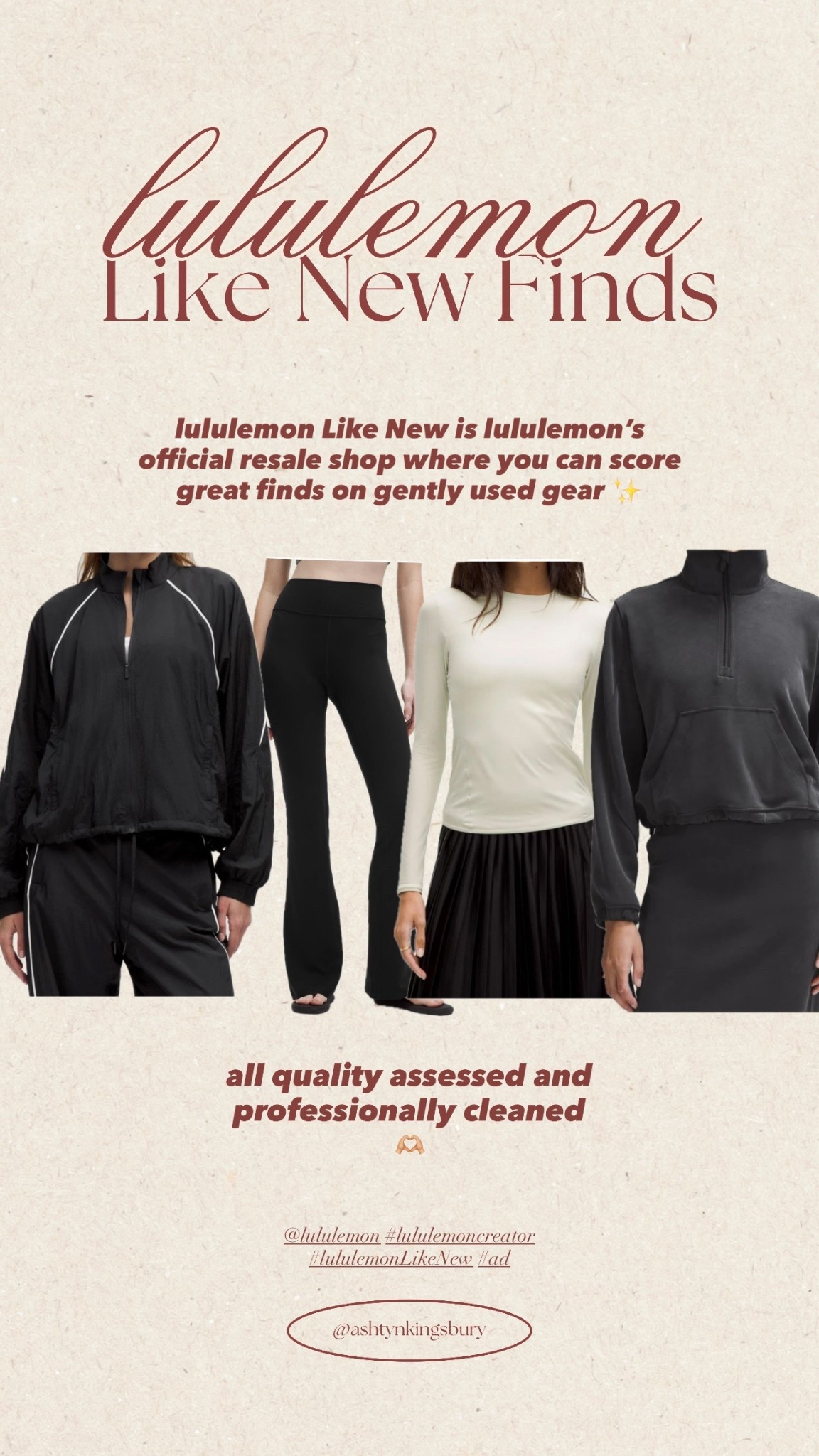 My lululemon Like New finds 🤍 code ASHTYN10
It’s lululemon’s official resale shop where you can score great finds on gently used gear — all quality assessed and professionally cleaned. New items are added daily, so it always feels like a treasure hunt.

@lululemon #lululemoncreator #ad