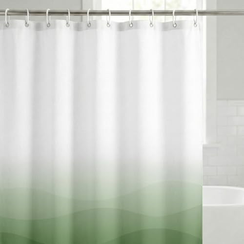 Americanflat 71x74 Wave Green Ombre Shower Curtain - Water-Resistant Long Shower Curtain with Durable Grommets and 12 Hooks - 100% Polyester | Amazon (US)