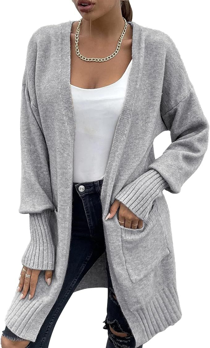 Jillumi Womens Open Front Long Sleeve Cardigan Sweater Loose Outwear Casual Oversized Knit Coat w... | Amazon (US)