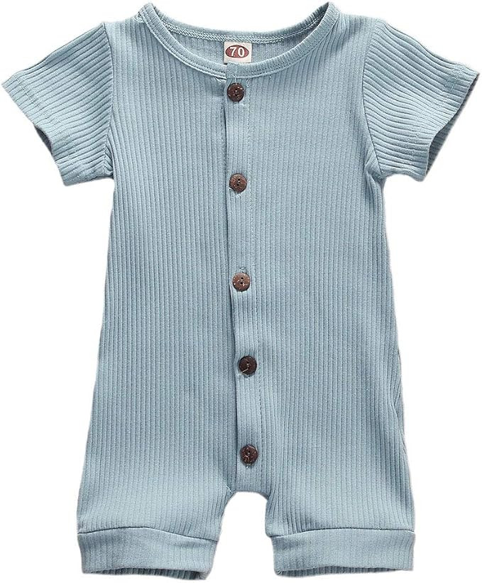 Infant Baby Boy Girl Romper Solid Plain One Piece Jumpsuits Bodysuit Pajamas Sleeveless One Piece... | Amazon (US)