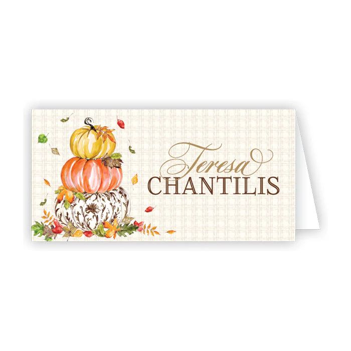 Brown Chinoiserie Pumpkin Tower Place Cards | Rosanne Beck Collections
