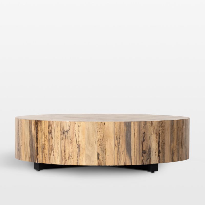 Dillon Spalted Primavera Wood 55" Round Coffee Table + Reviews | Crate & Barrel | Crate & Barrel