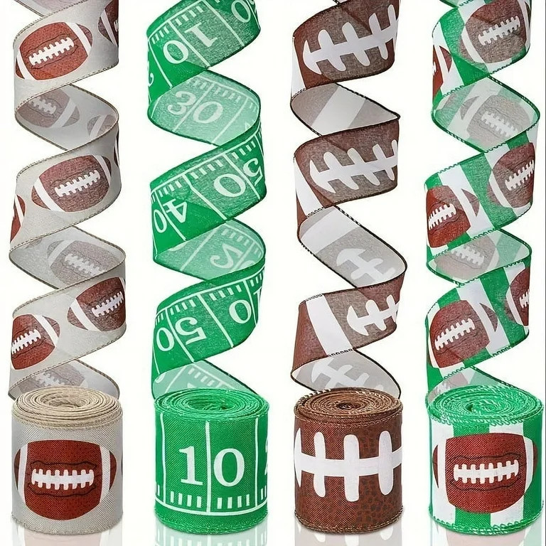 Monebena 4 Rolls 20 Yards Football Wired Edge Ribbons, 2.5inch Brown Green American Football Burl... | Walmart (US)