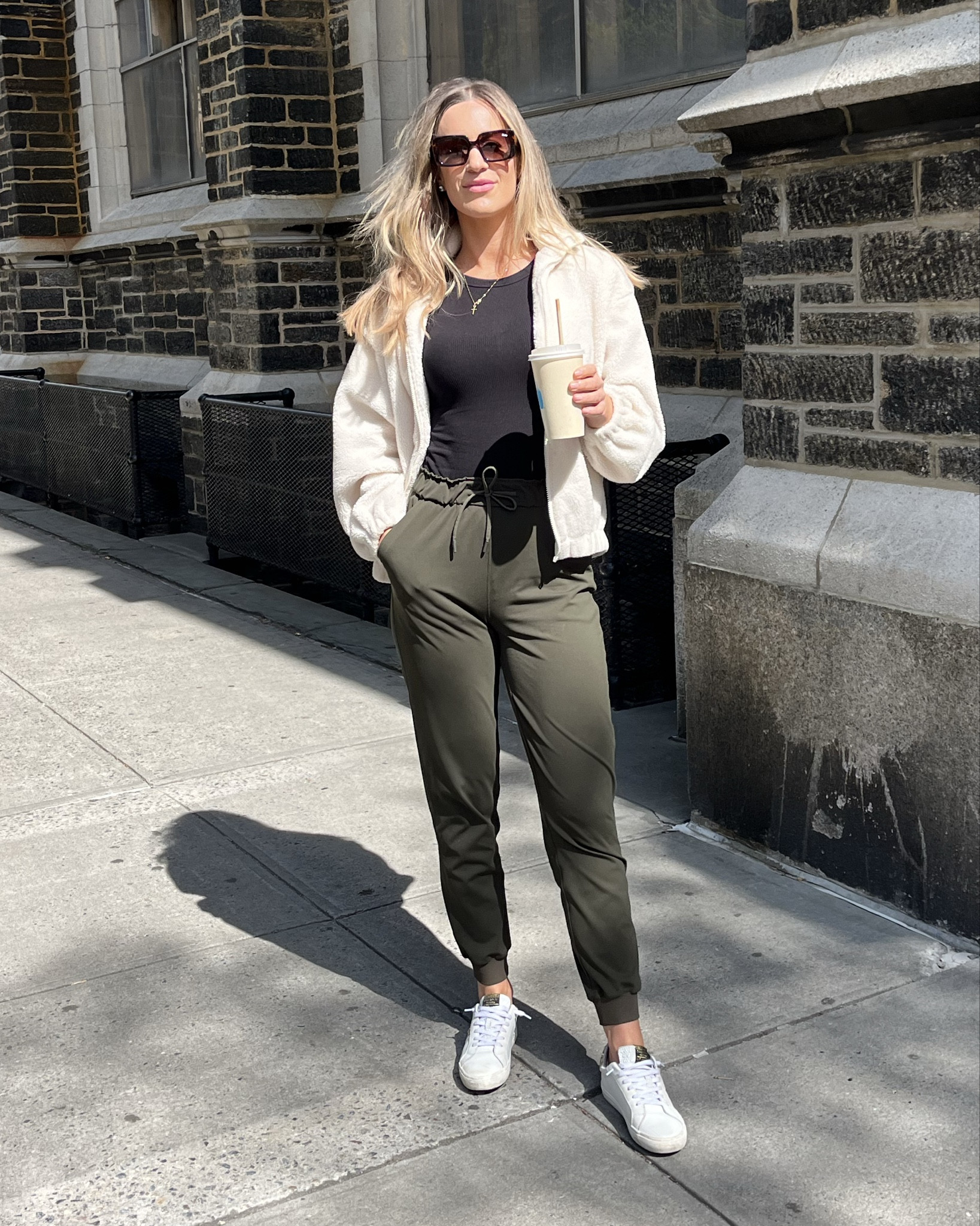 This fit was perfect for my recent flight to and coffee run in NYC! I’m a 6 in the Lulu joggers (they’re from a couple of years ago, but I’ve linked similar ones to this post)  and an 8 in the sneakers (similar ones linked - I love Vintage Havana and own one of the linked pairs that are very similar)! 

#LTKtravel #LTKActive #LTKstyletip
