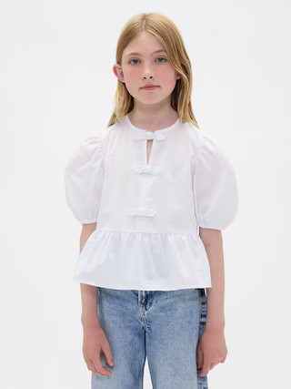 Kids Puff-Sleeve Peplum Top | Gap (US)