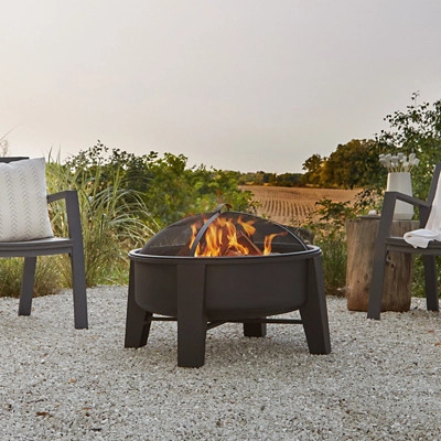 Real Flame Forster Wood Burning Fire Pit, Black | Ashley Homestore
