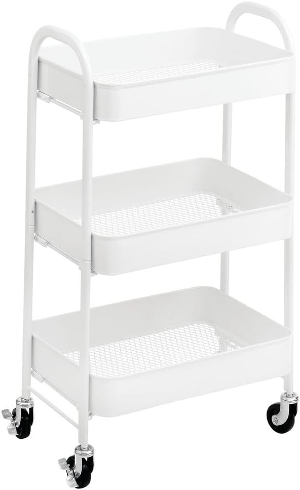 mDesign Metal 3-Tier Rolling Utility Storage Carts - Organizer Trolley for Bathroom, Kitchen, Lau... | Amazon (US)