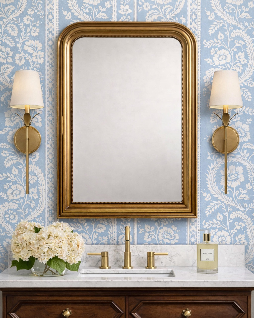 A gorgeous blue and cream powder bathroom design and render! 

#LTKdayinmylife #LTKSaleAlert #LTKHome