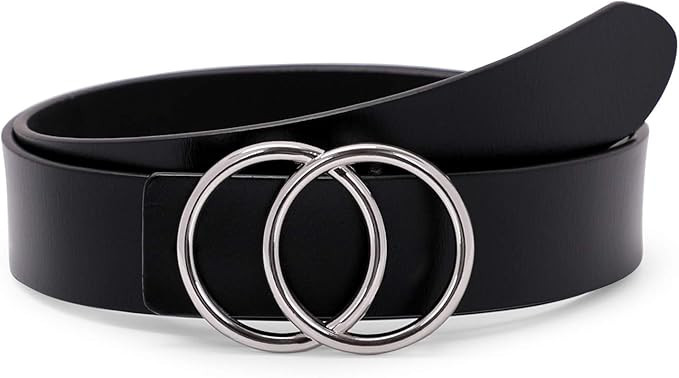 XZQTIVE Women Belts For Jean Dress Pant Fashion Leather Belt With Circle Buckle | Amazon (US)