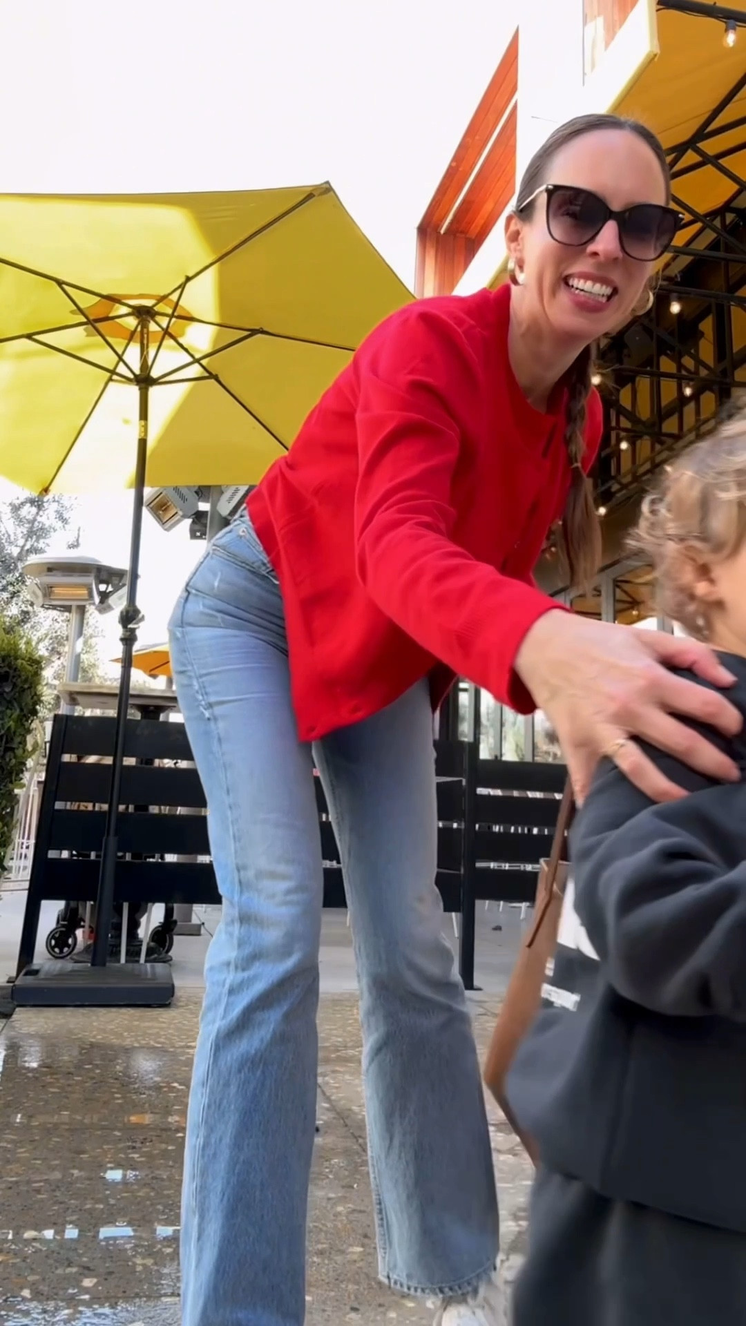 Sweater & shell: S / Jeans: 25 / sneakers: run tts/ lip color: Elegant Nude

What I wore as a millennial mom to play gym and lunch ….

If you read this week’s Substack, you know the current dilemma: dressing for mom life without feeling basic.

Today’s solution: a red cardigan set (machine washable = kid-friendly), high-waisted jeans that hide the bloat after finishing my son’s snack, my fave crazy comfy white kicks, and gold hoops to feel, well, not basic.

#LTKOver40 #LTKWatchNow #LTKStyleTip