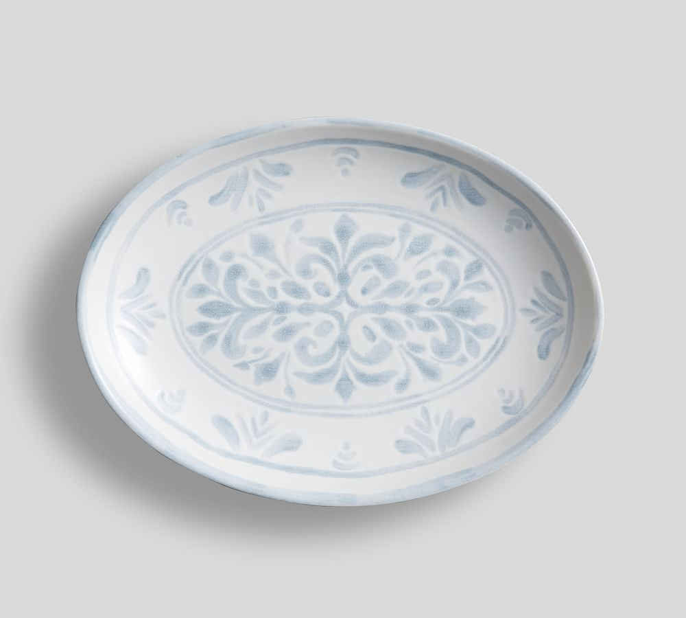 Chambray Tile Stoneware Serving Platters | Pottery Barn (US)