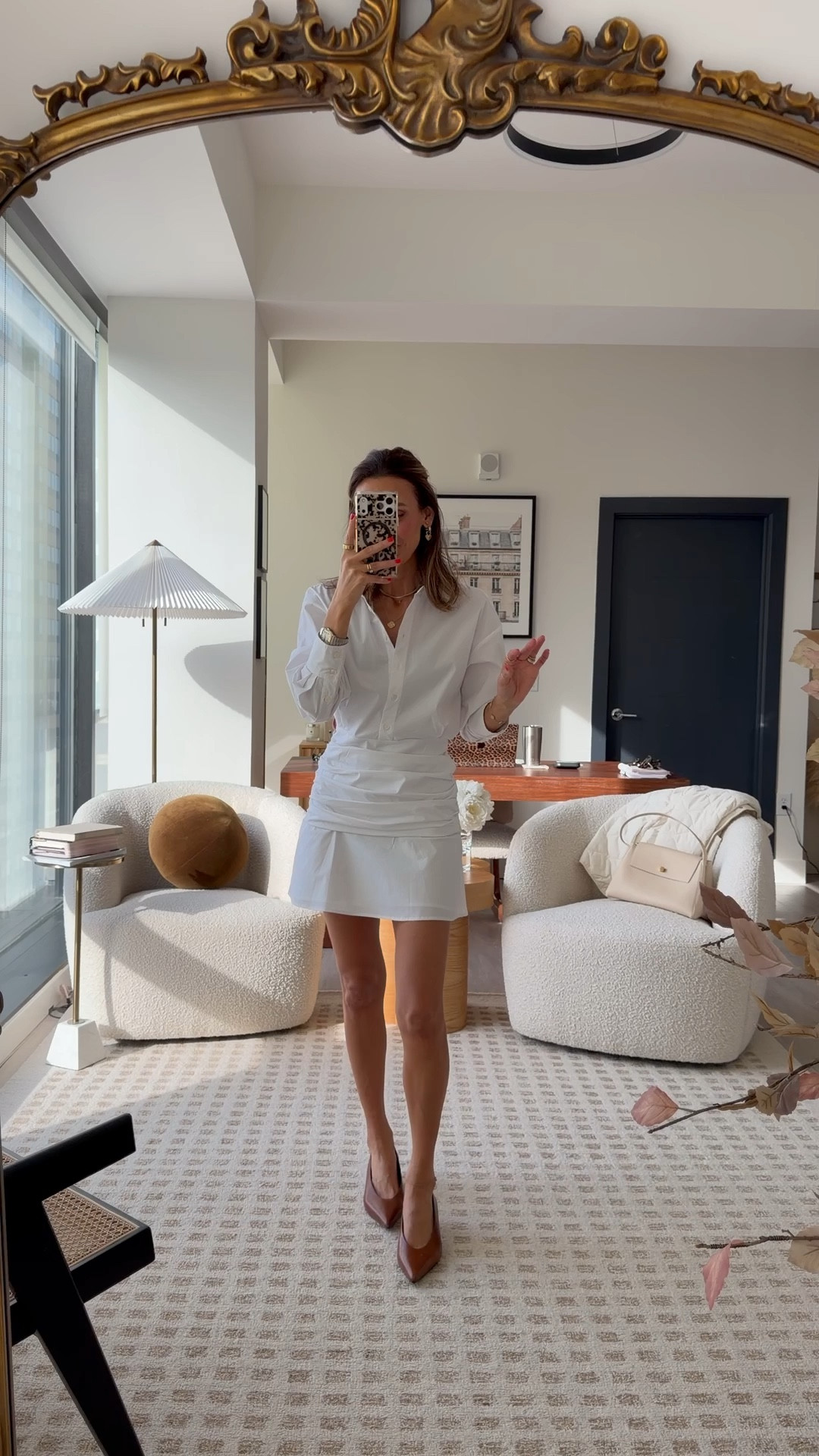 The cutest mini shirt dress there is! Should I style it in a few ways? Size 0 spring chic outfit 

#LTKOver40 #LTKootd #LTKSeasonal