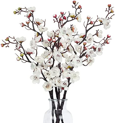 Dolicer 6 Pcs Faux Plum Blossom Artificial Plum Flowers Fake Plum Branches Long Stem Silk Plum Si... | Amazon (US)