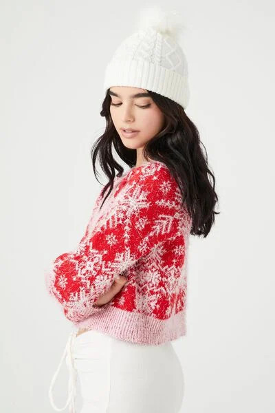 Fuzzy Snowflake Cardigan Sweater | Forever 21 | Forever 21 (US)