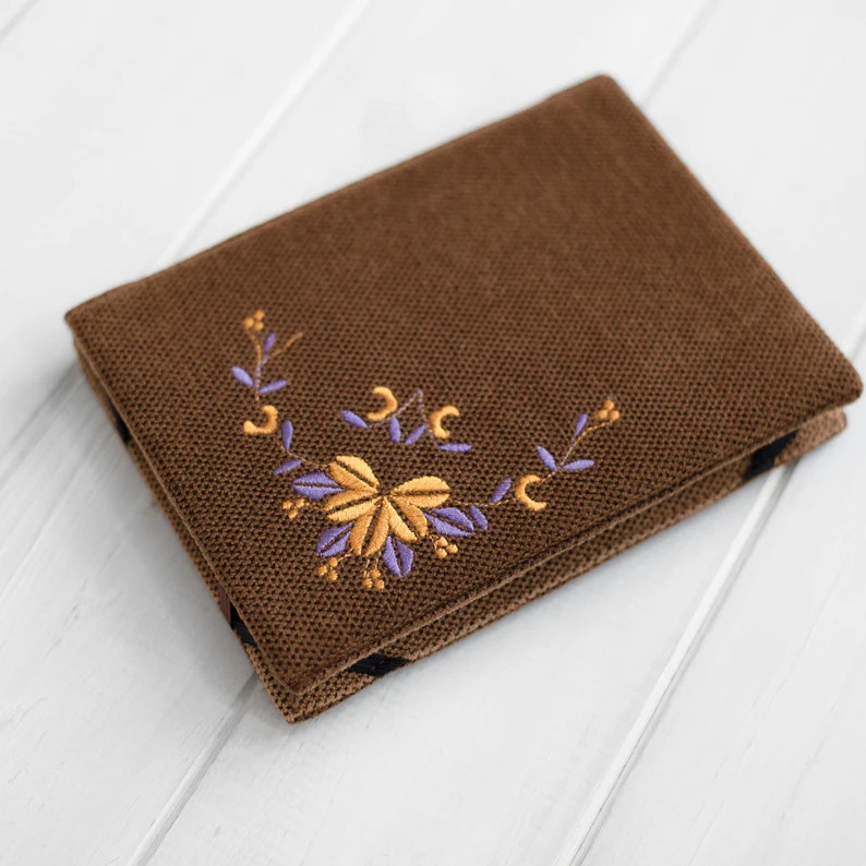 Kobo Case Embroidered FLOWERS Kobo Aura Cover BROWN Golden Purple Kobo Clara Glo Slim Case Kobo C... | Etsy (US)