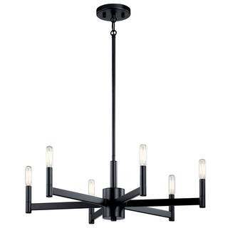 Erzo 26 in. 6-Light Black Contemporary Candle Circle Chandelier for Dining Room | The Home Depot