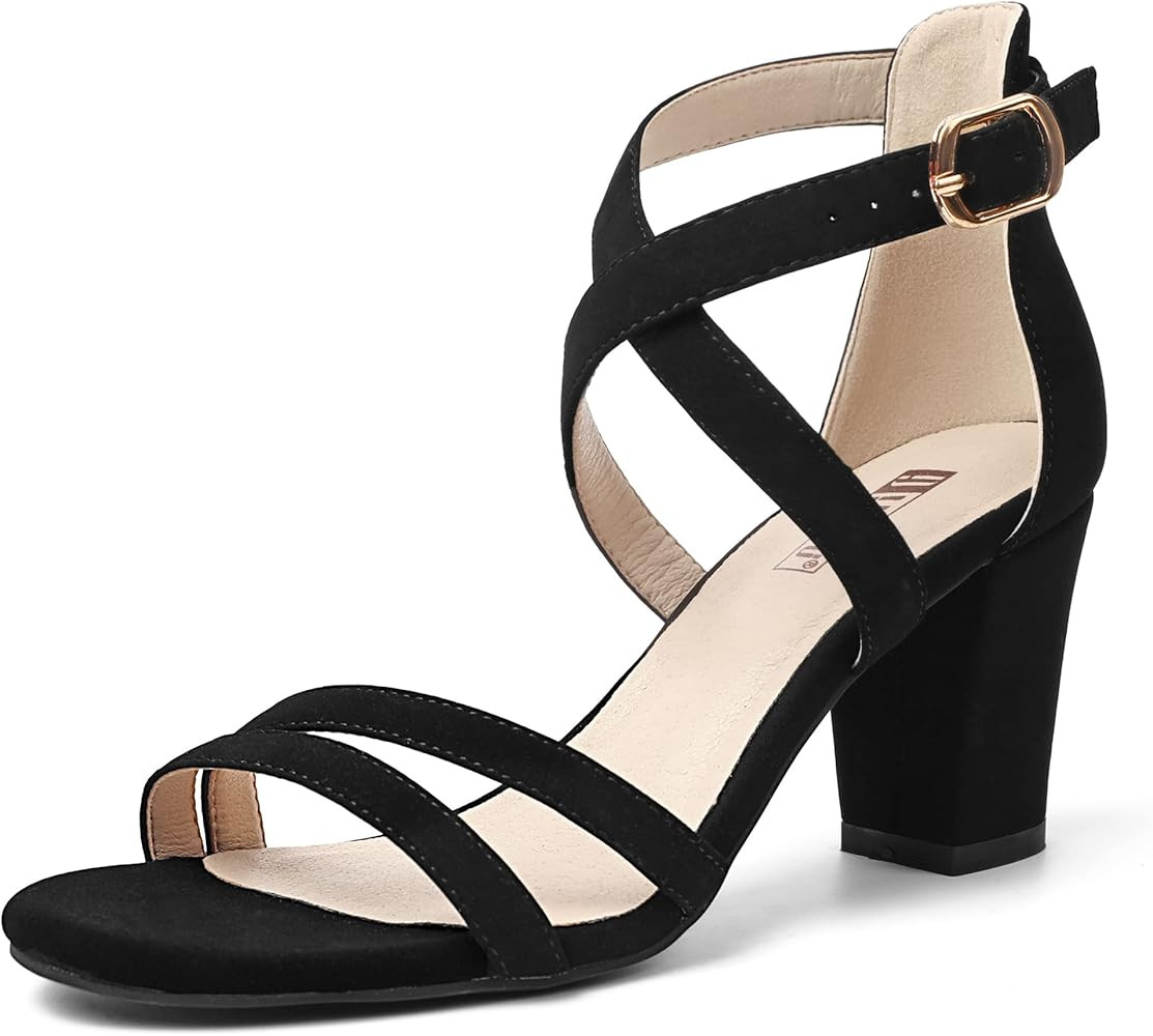 IDIFU Women's IN3 Gita Block Heel Open Toe Strappy Sandals Dress Shoes for Wedding Evening Prom | Amazon (US)