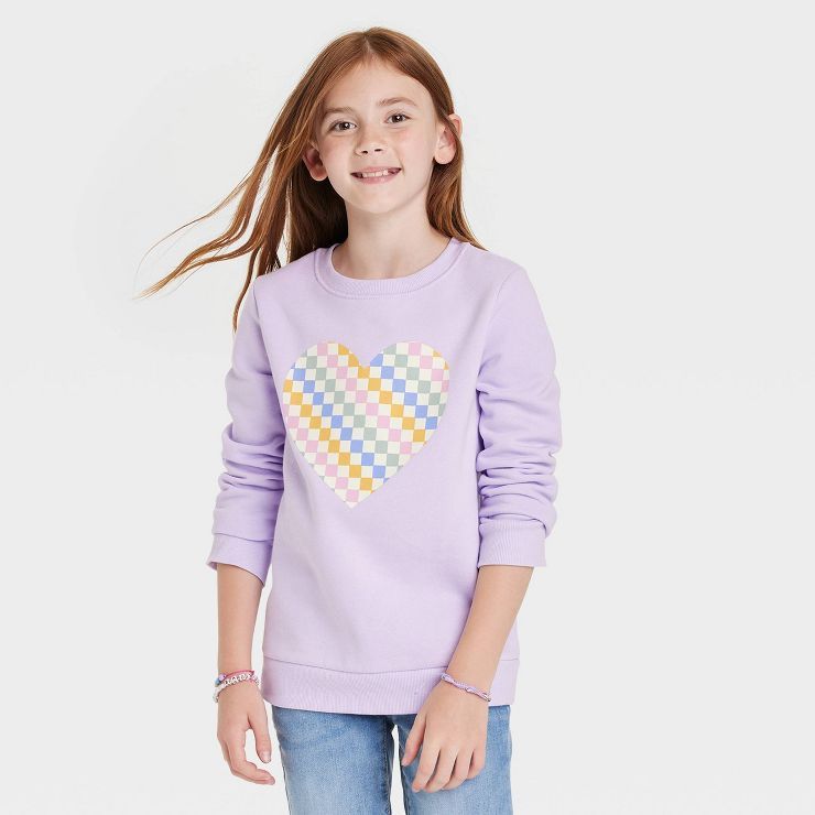 Girls' Crewneck Fleece Pullover Sweatshirt - Cat & Jack™ | Target