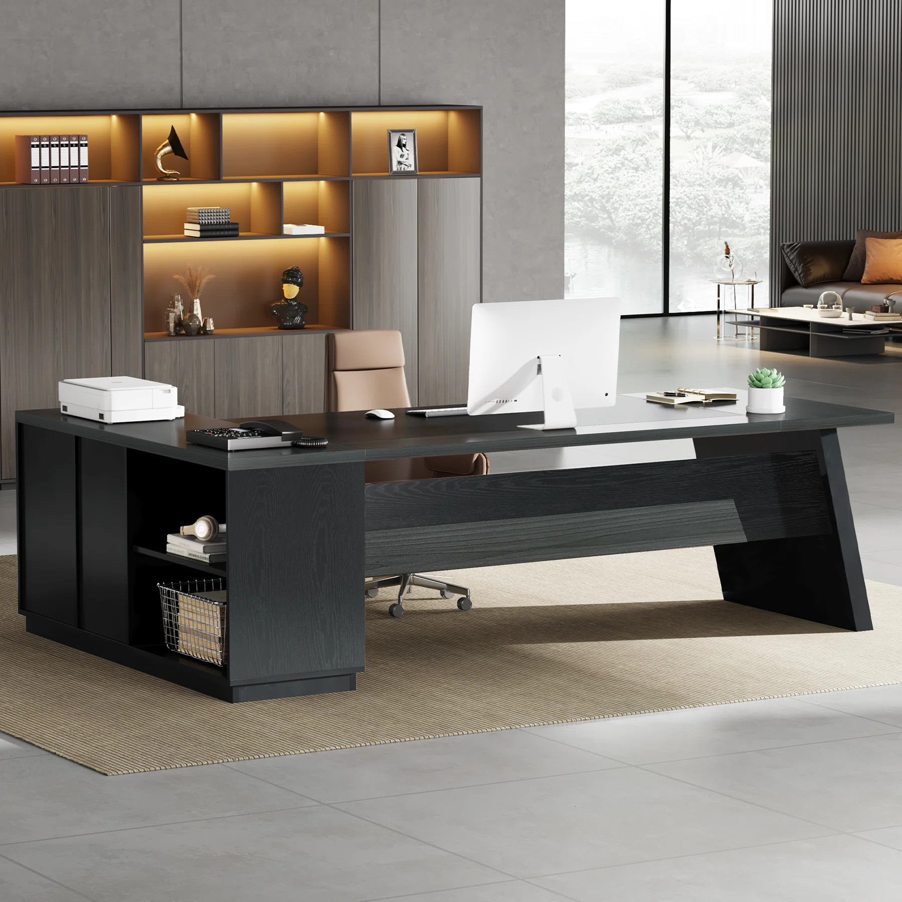Latitude Run® L-Shaped Executive Office Desk With Drawers & Reviews | Wayfair | Wayfair North America