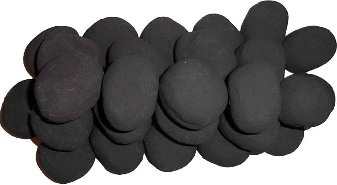 hmleaf 24 Pcs Stone-Like Ceramic Fibre Pebbles for Gas fireplaces, Stove, Gas firepit with White/... | Amazon (US)