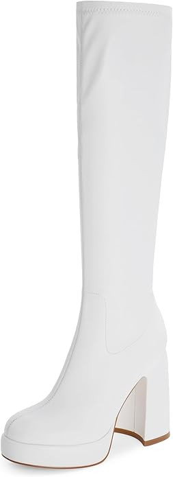 Modatope Platform Knee High Boots for Women Chunky Heel Rounded Toe Womens Knee High Boots Side Z... | Amazon (US)