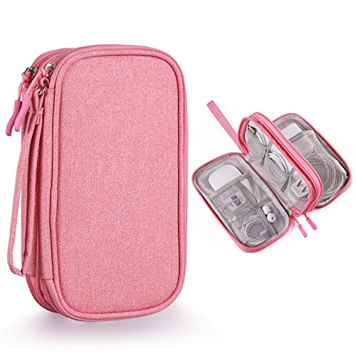 Bevegekos Travel Essentials for Women, Cord Organizer Storage Case Bag for Airplane Accessories & Tech Electronics (Small, Pink) | Amazon (US)