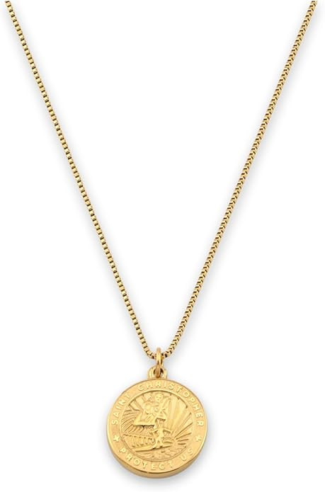 Get Back Necklaces | Gold St. Christopher Medallion Necklace | Amazon (US)