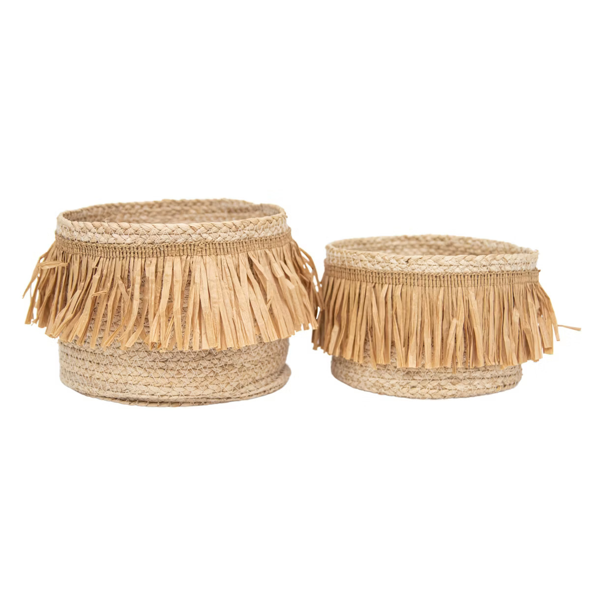 Set of 2 Natural Woven Natural Seagrass & Faux Raffia Basket - Foreside Home & Garden | Target