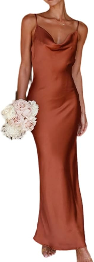 kiobrvhe Womens Satin Dress Sexy Spaghetti Strap Elegant Comfortable Breathable Long Slip Satin S... | Amazon (US)