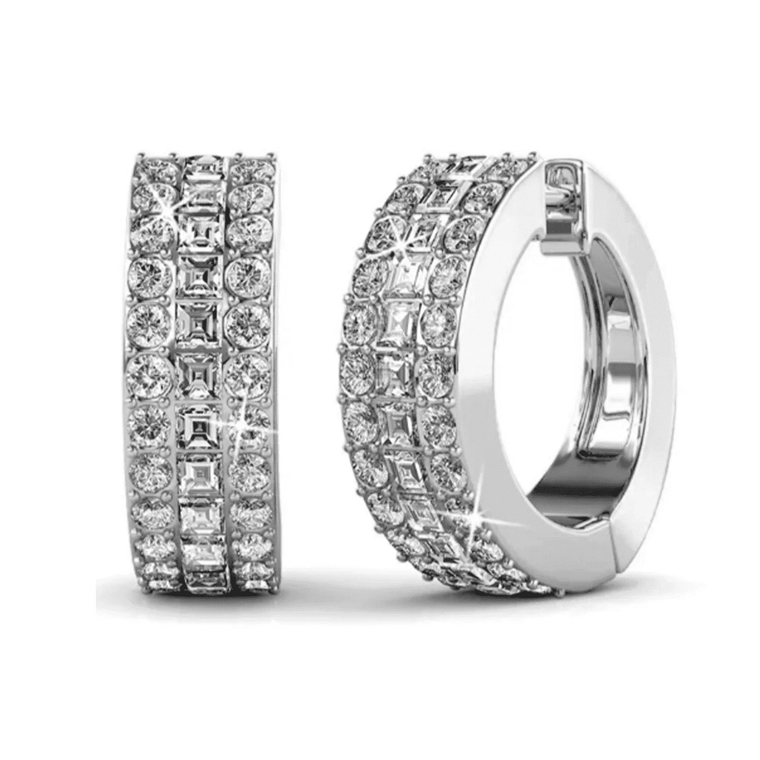 Cate & Chloe Wrenley 18k White Gold Plated 16mm Hoop Earrings with Swarovski Crystals for Women | Walmart (US)