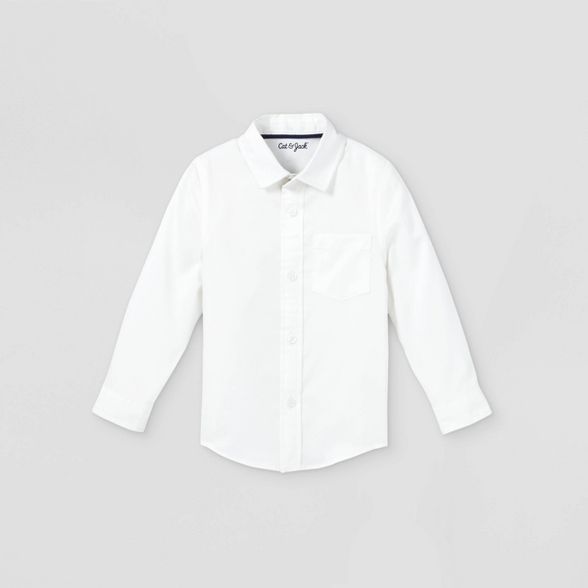 Toddler Boys' Oxford Woven Long Sleeve Button-Down Shirt - Cat & Jack™ White | Target