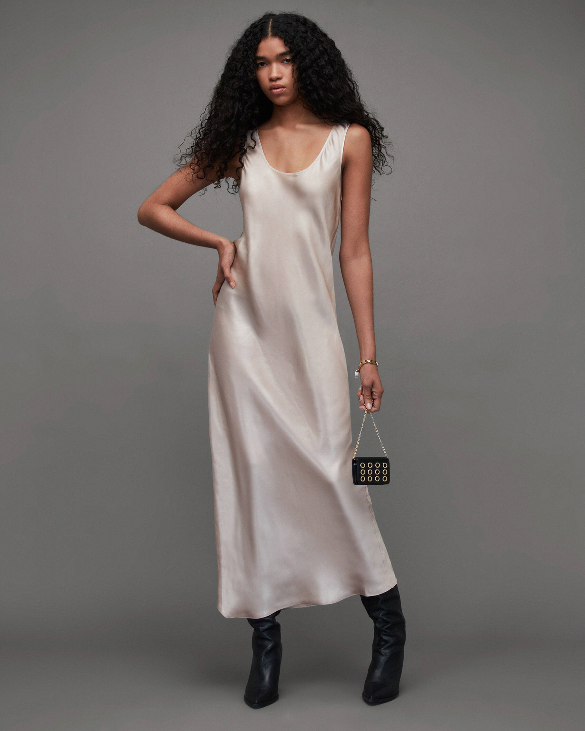 Cody Round Neck Maxi Slip Dress PINK PEARL | ALLSAINTS US | AllSaints US