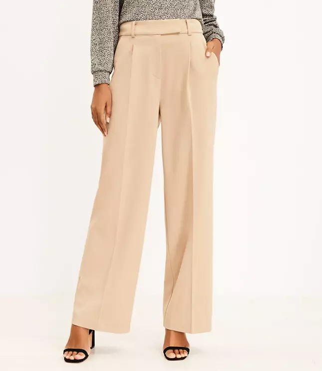Pleated Trouser Pants in Bi-Stretch | LOFT