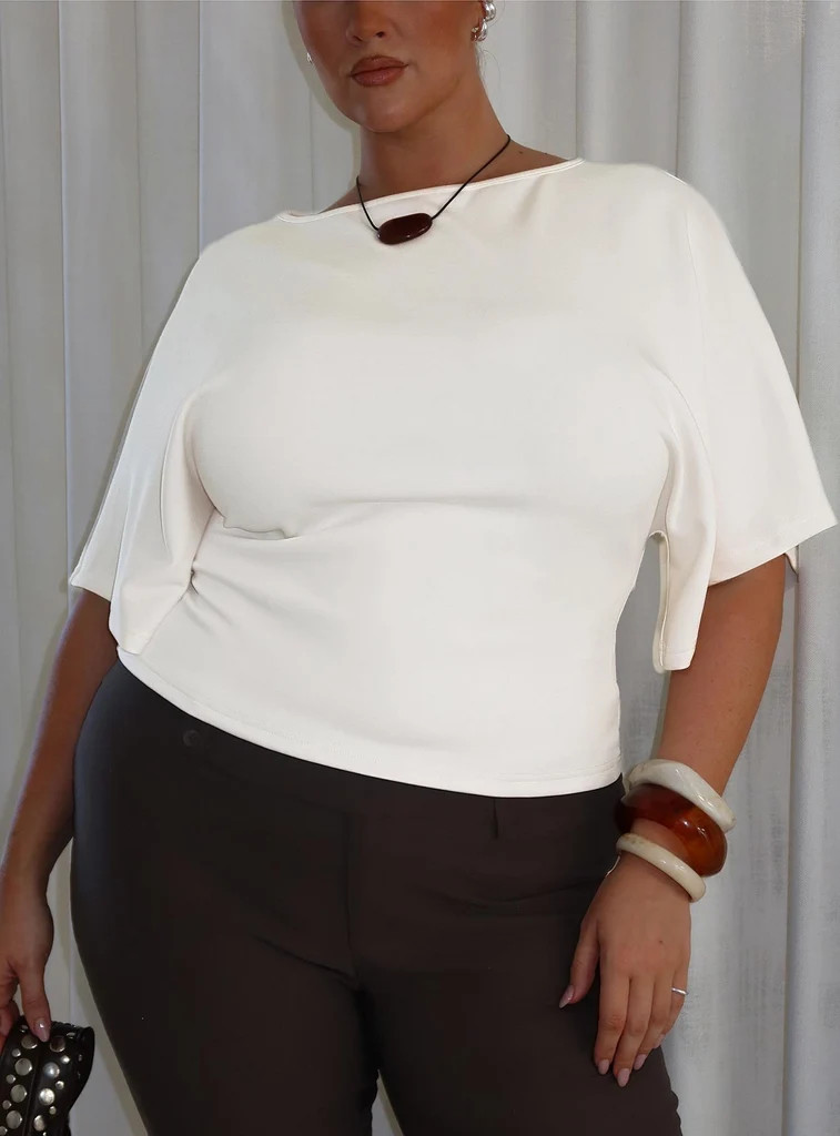 Arazia Cinched Short Sleeve Top White Curve | Princess Polly US