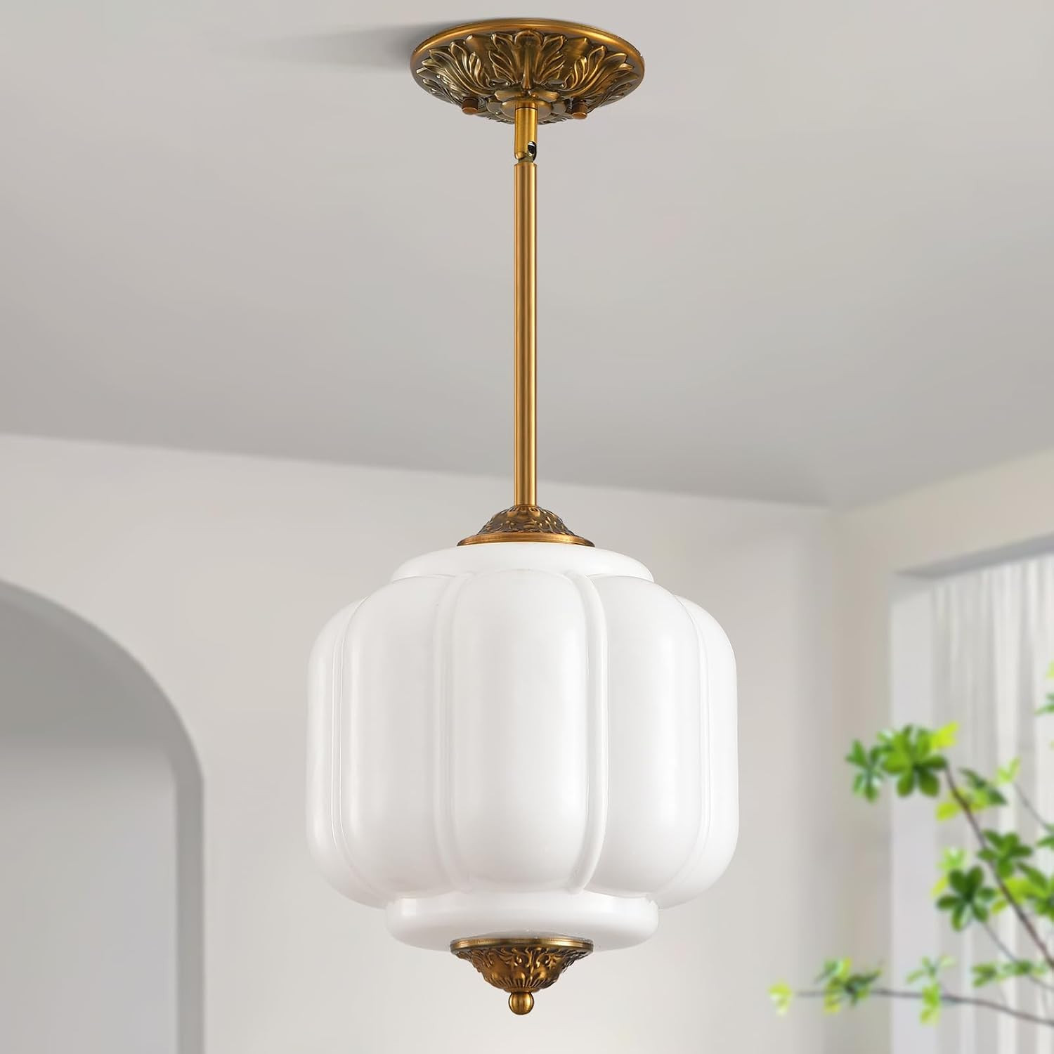 9in Milk Glass Schoolhouse Light Fixture Vintage, Bulb Included | Amazon (US)