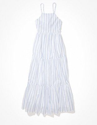AE Striped Apron Neck Midi Dress | American Eagle Outfitters (US & CA)