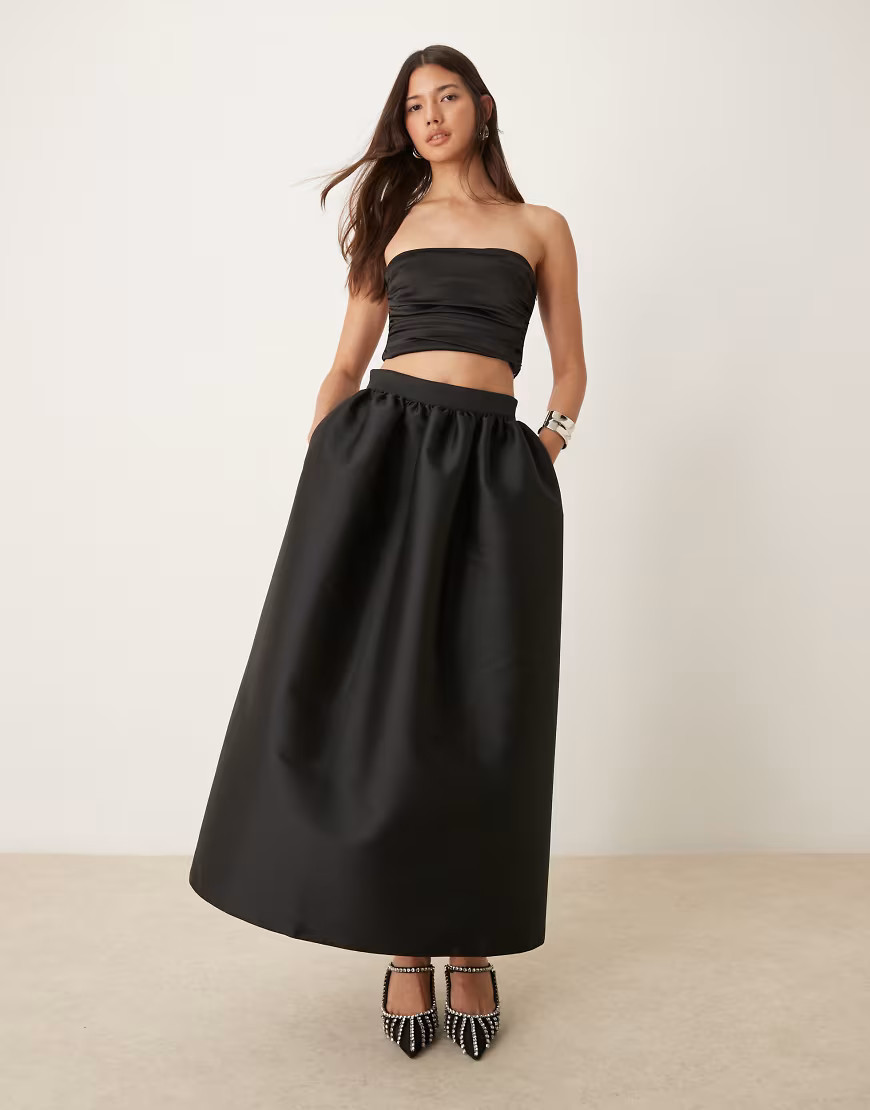 ASOS DESIGN volume maxi skirt in black | ASOS (Global)